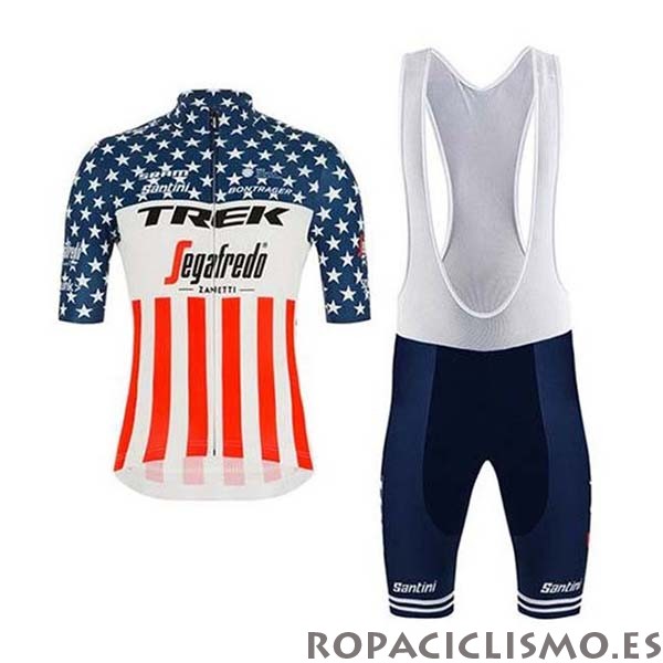 2020 Maillot Trek Segafredo Campeon Estados Unidos Tirantes Mangas Cortas